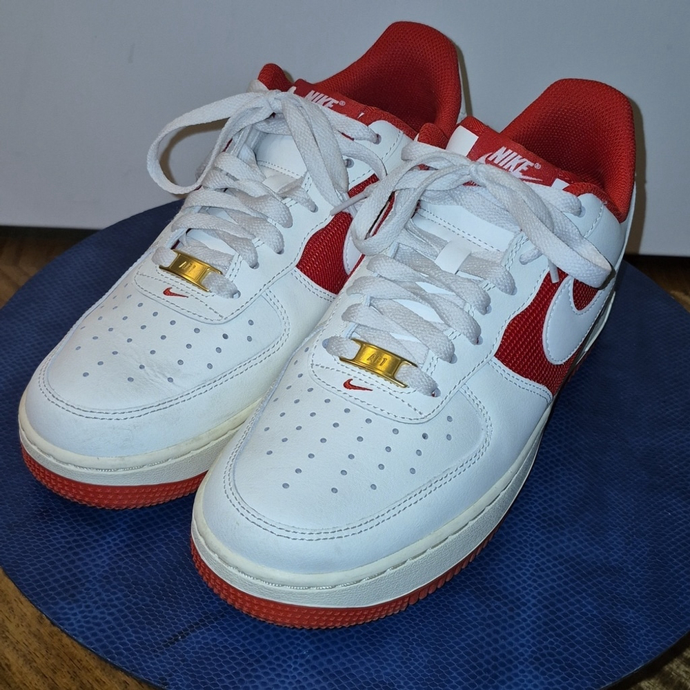 Nike Air Force '07 1 Sail/University Red AF1 Men's Basket Ball sz. 8.5 (#1715) - Picture 4 of 16